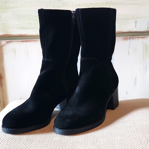Vince Camuto Shoes - Vince Camuto - Suede black 2.5" heeled boots, mid-calf,zip up, sz 7, NWOT